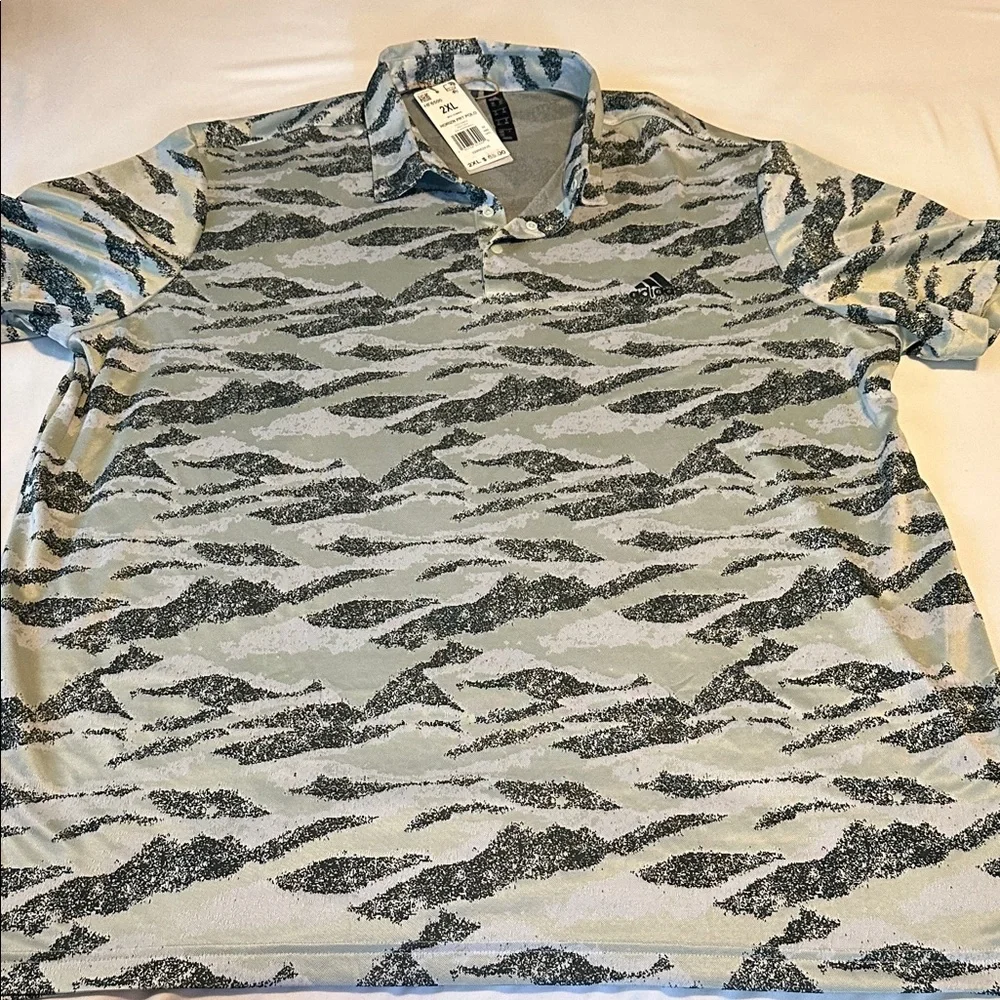 adidas Gray and Black Patterned Polo Shirt